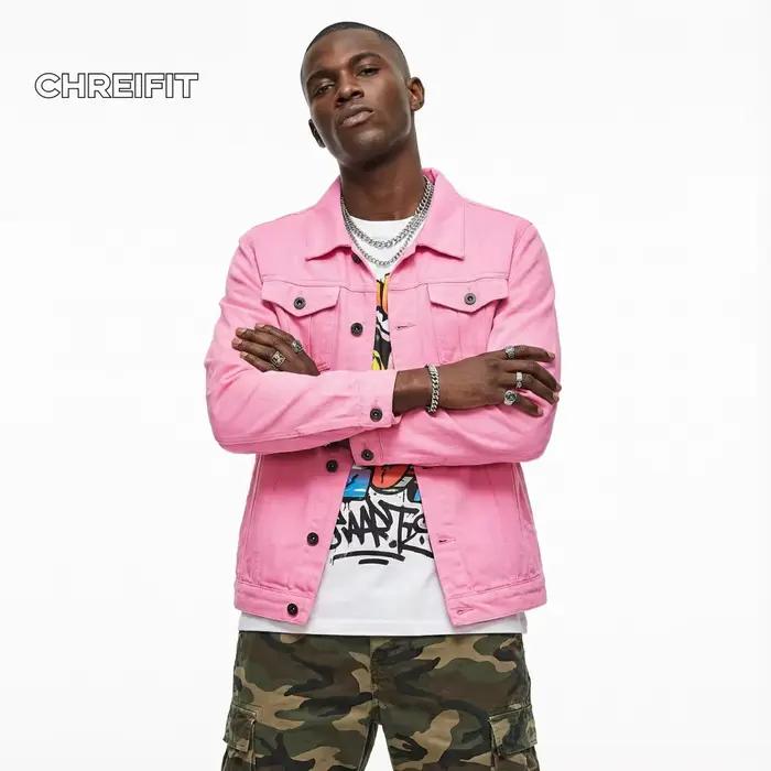 Veste en jean rose pour hommes