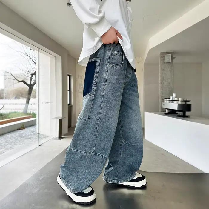 Jeans décontractés bywindto pour garçons style streetwear automne durable et confortable pour les sorties et les activités de plein air