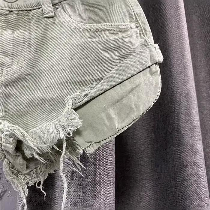 Nouveaux shorts en jean vert taille basse pour femmes