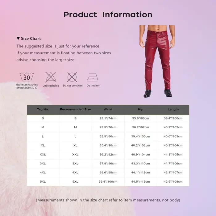 Pantalon élégant en Faux cuir pour hommes
