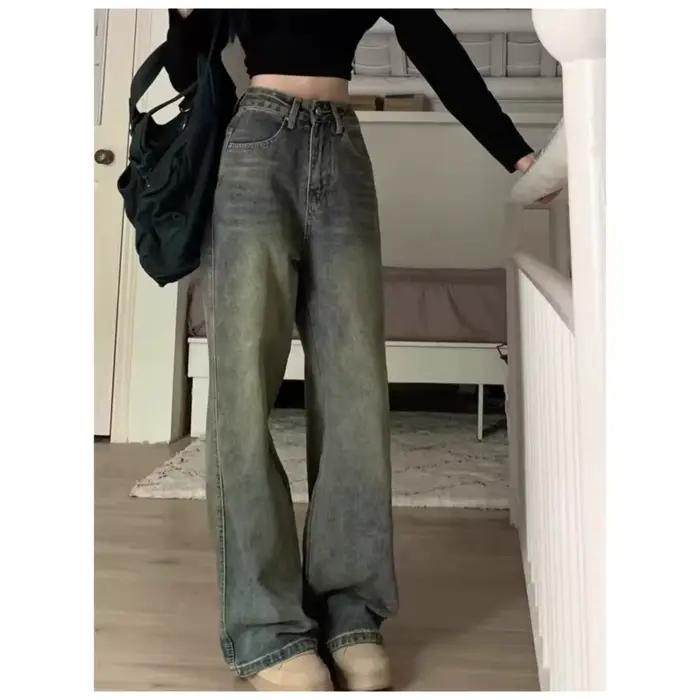 Jean vintage taille haute amincissant pour femme