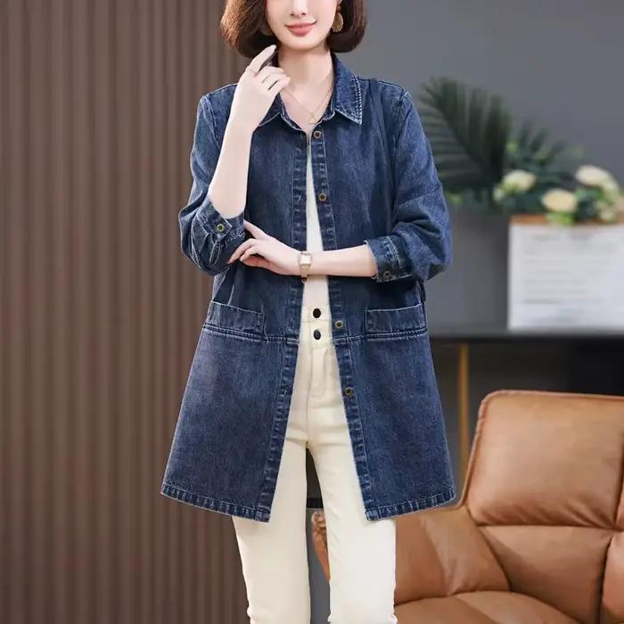 Veste en jean mi-longue pour femme