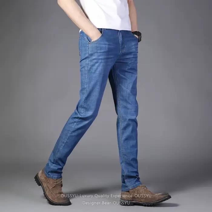 Nouveau Jean Homme Été 2026 Fin Respirant Coton Business Slim Décontracté Denim Pantalon de Travail Coréen Grande Taille Occasionnel Pour Hommes Junior Style Élégant et Décontracté