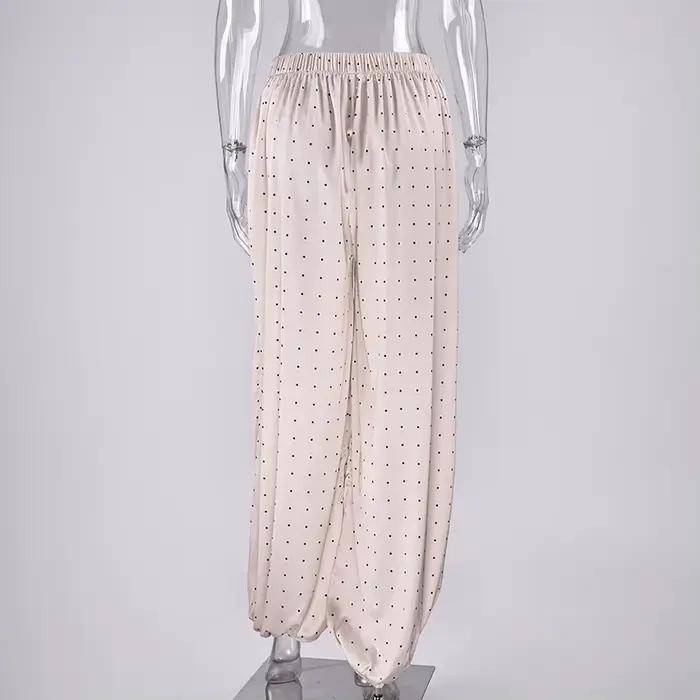 Pantalon long élégant en satin Linad pour femme style vintage chic urbain taille haute coupe ample printemps automne hiver été occassions quotidiennes
