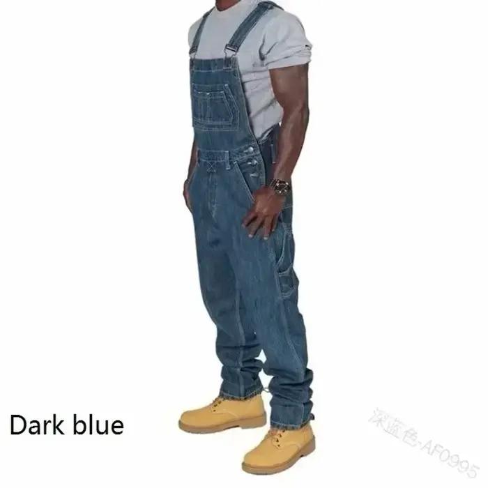 Salopette en jean homme ample pantalon cargo décontracté style punk biker automne et hiver occasions spéciales