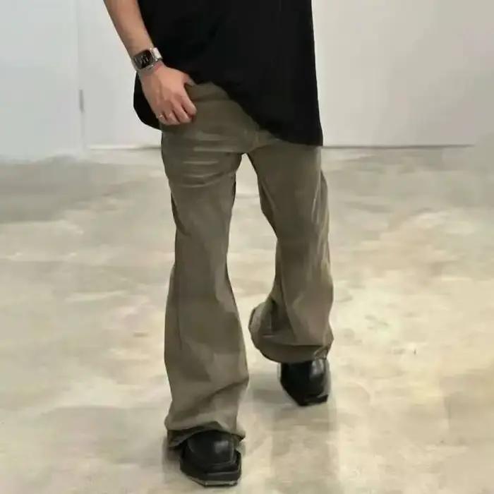 PFNW froissé Design Vintage homme jean haute rue pleine longueur lavé pantalon à jambes larges à la mode botte coupe