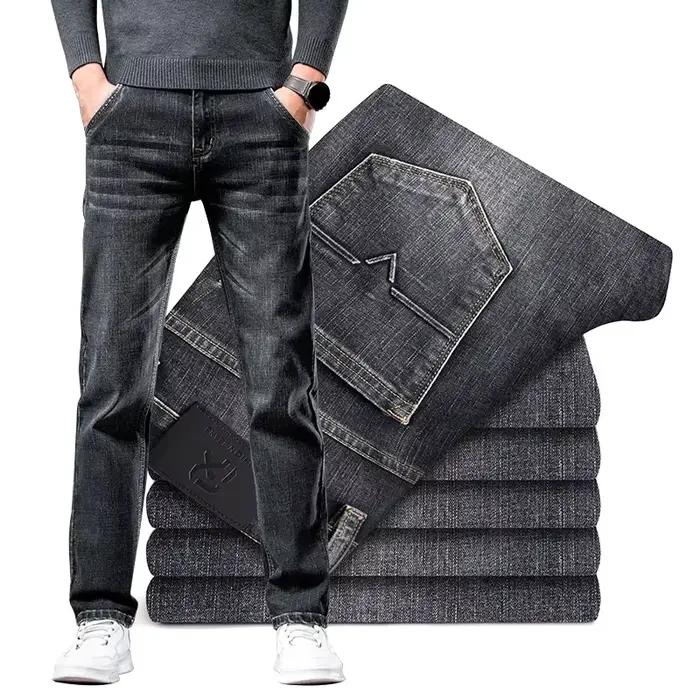 2025 jean coupe régulière Style classique printemps été nouveaux hommes bleu clair Stretch Denim tissu pantalon homme marque