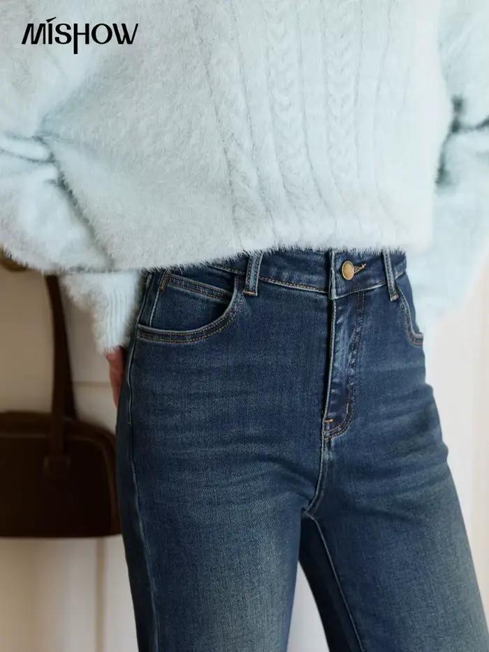 MISHOW femmes jean 2025 automne hiver Denim bleu évasé taille haute