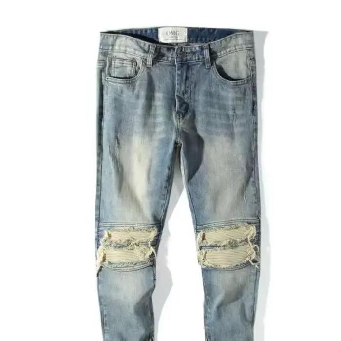 Jean homme déchiré avec trous pantalon cassé
