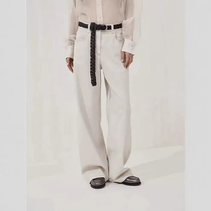 Jeans décontractés à jambe droite et taille haute pour femmes, coton, polyester, lyocell, élasthanne, confort, modernité, style, saisonnalité