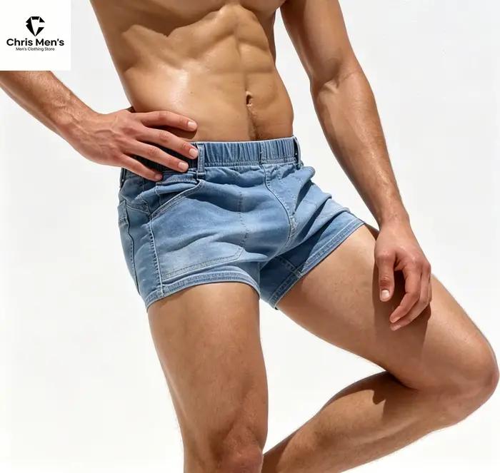 Shorts en jean taille basse pour hommes