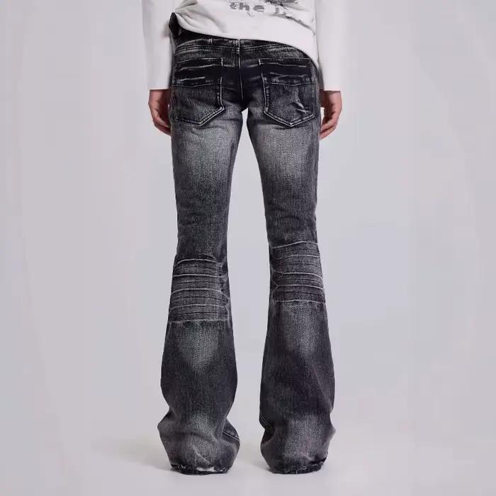 HOUZHOU Y2k Gothic Vintage Bootcut Jeans Homme Femme Harajuku American Retro Flared Denim Trousers Grunge Punk Hip Hop Streetwear