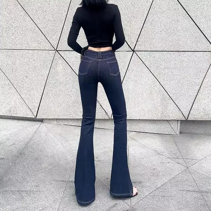 Jean Évasé de Cowboy Rétro pour Femme Pantalon Slim Fit Élégant Occasions Spéciales Automne Hiver