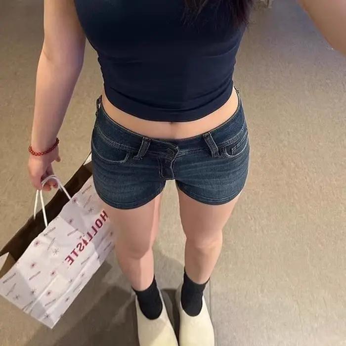 Shorts en jean pour femme 2026 – Nouveauté été sexy taille basse moulant élastique style vintage Y2K streetwear – Short chaud