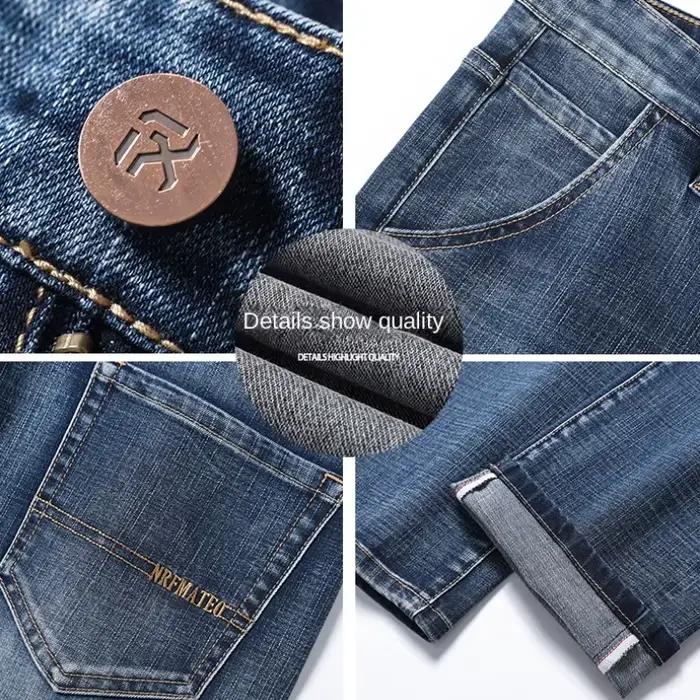 Nouveau Jean Droit Ample Grande Taille 40 42 44 pour Homme – Pantalon en Denim Extensible Tendance Business – Marque Masculine