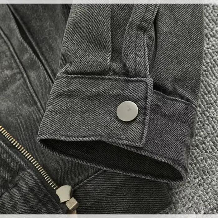 Veste de motard en denim délavée lourde homme veste cargo rétro décontractée pour automne hiver ocassions spéciales
