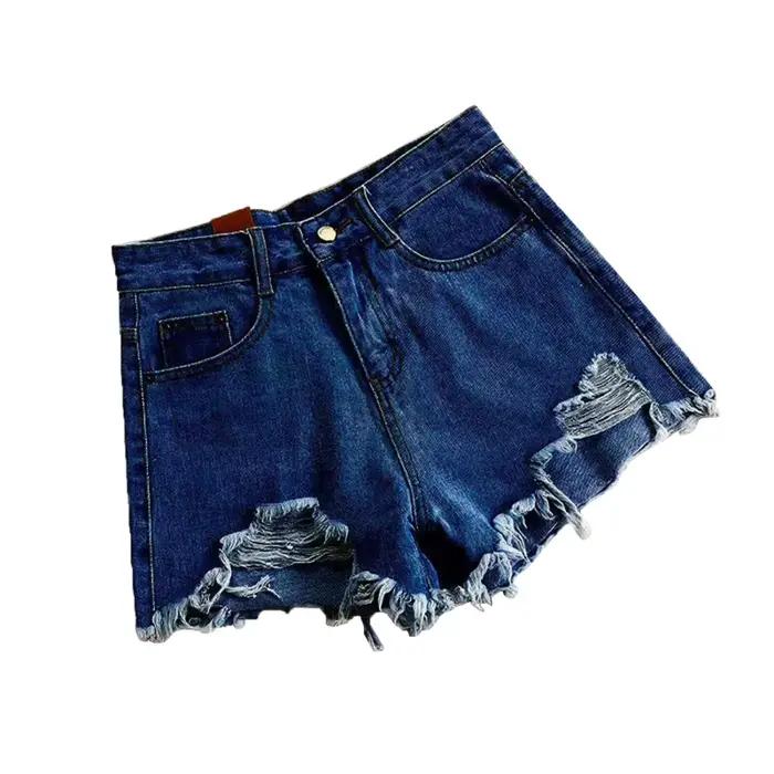 A-ligne Denim pantalons chauds femmes taille haute solide été jambe large jean court femme tenue de rue vêtements décontracté pantalon de base