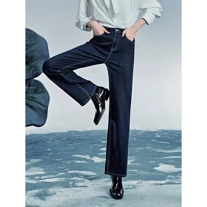 Jeans en denim taille basse pour femme