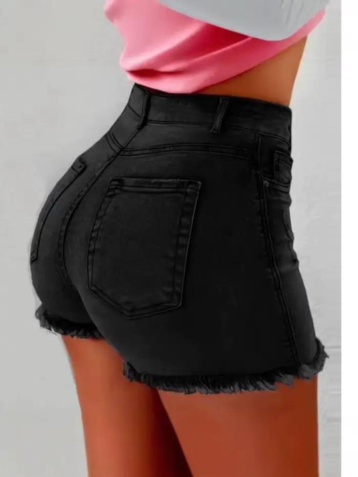 Shorts en jean déchirés style rétro pour femme