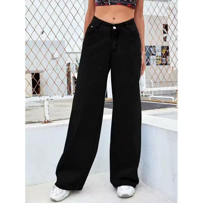 Jeans délavés tendance rétro européens et américains pour femmes, pantalon long droit polyvalent et à la mode printemps-été 2026 Polyester décontracté