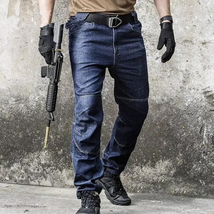 Pantalon en jean pour hommes automne militaire droit Denim tactique