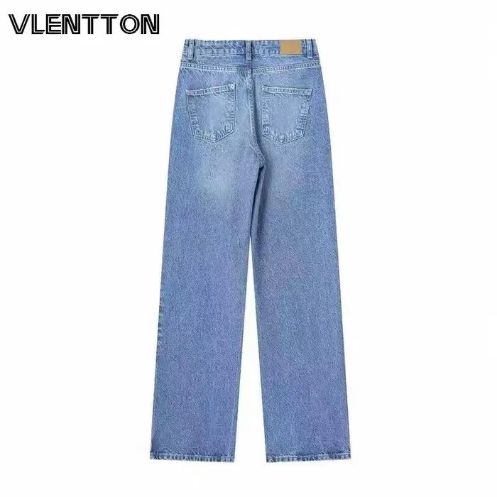 Pantalon à taille haute et jambes larges en denim vintage pour femmes, coupe ample, décontracté, saison automne, pour femmes de tous âges