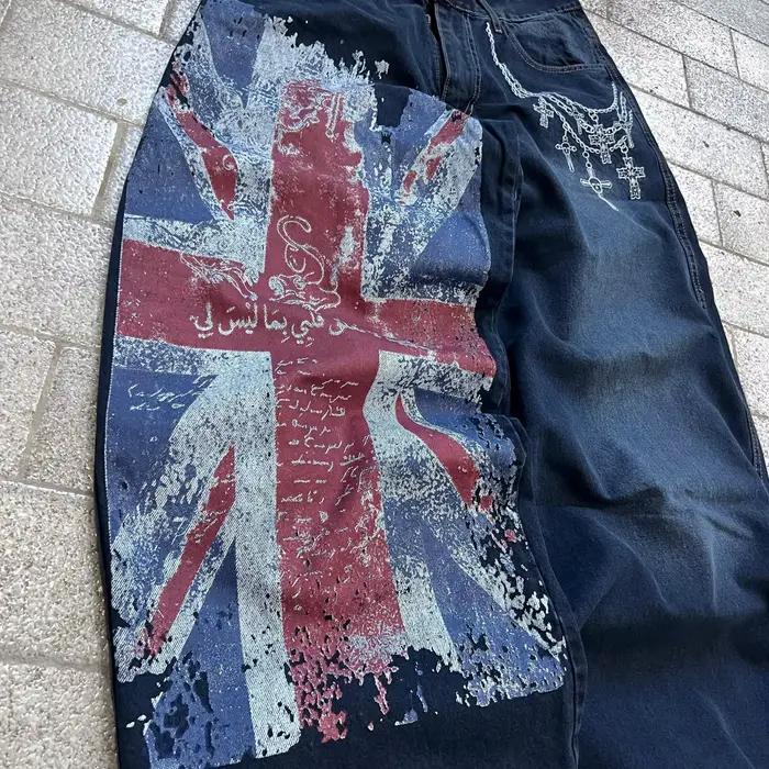 Jeans larges aux couleurs audacieuses style Y2K pour femme junior coupe ample décontracté pour toutes les saisons