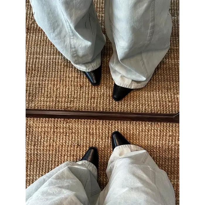 Jeans Boyfriend Baggy Bleu pour Femmes