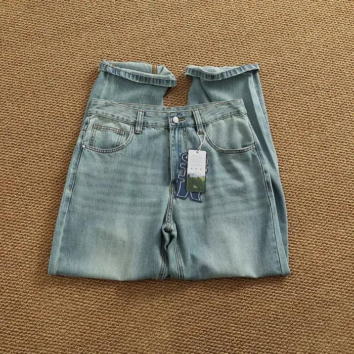 Jeans amples pour hommes printemps été décontractés avec poches matériaux coton lyocell jambes larges ajustement lâche舒适且耐用的男士宽松牛仔裤春天夏天非正式场合带口袋牛仔布棉混纺宽松裤身宽松剪裁