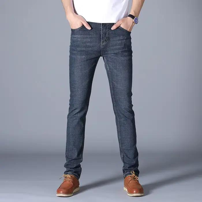 Printemps automne 2025 hommes Jeans intelligents mode d'affaires droit régulier bleu Stretch Denim pantalon classique