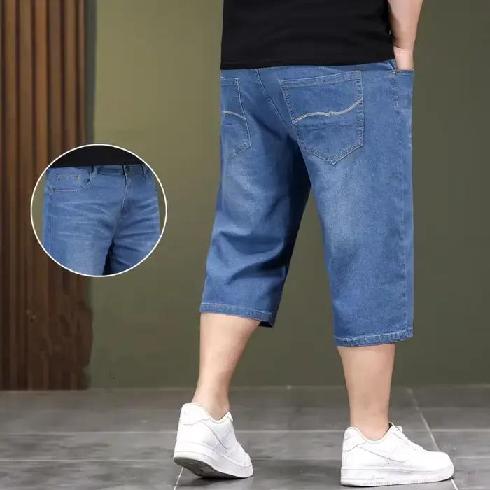 At-Short long en jean taille haute pour homme