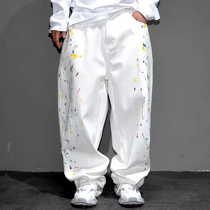 Jeans baggy peints à l'encre Hip Hop pour hommes