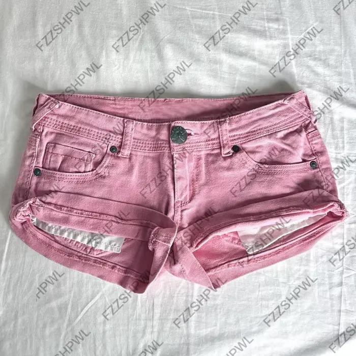 Shorts de cowboy roses sexy taille basse brodés pour femme