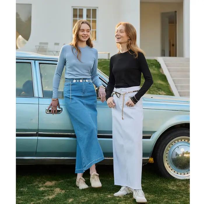 Jupe en denim de coton SOUTH TAO élégante pour femmes printemps été style décontracté ocassions variées