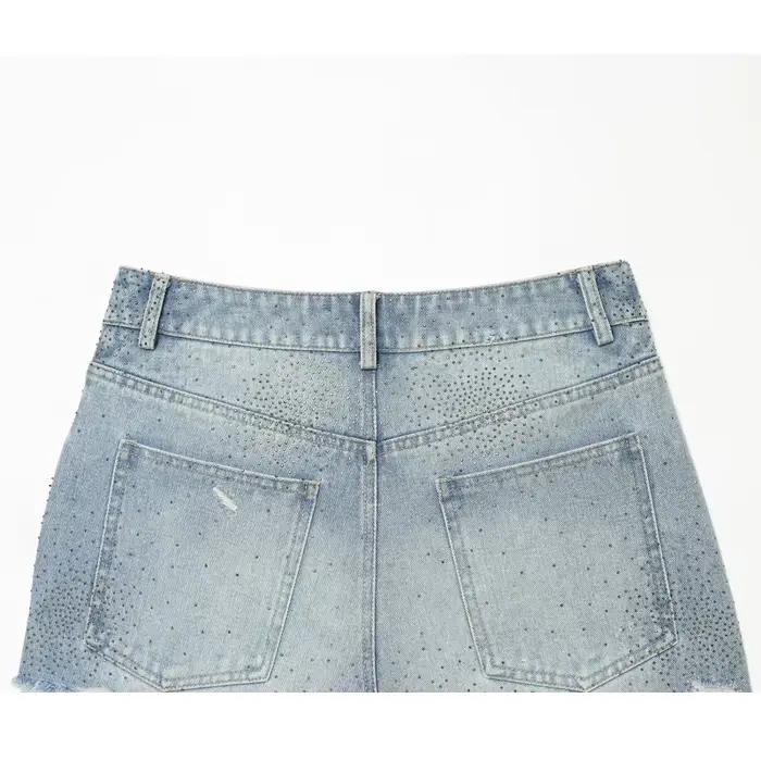 Shorts en jean taille haute pour femme - Bermuda décontracté style streetwear pour l'été