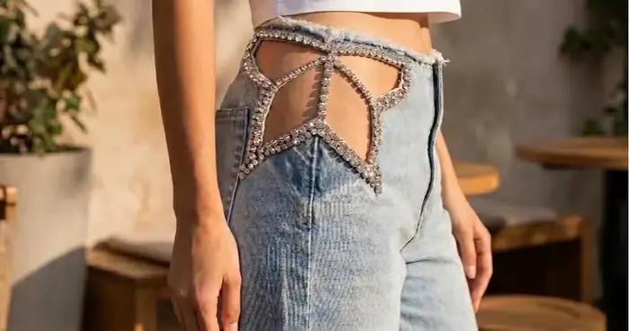 Jeans taille haute rétro américain pour filles