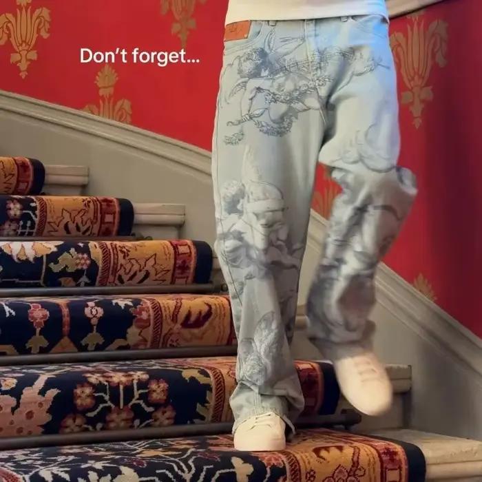 Jeans Baggy Cupidon Style Y2K Polyvalent Pantalon Denim Américain Hiphop Streetwear Unisexuelle Décontractée Droite