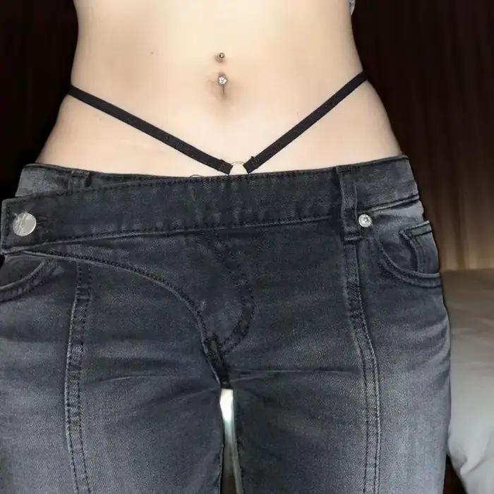 Jean Vintage taille basse en détresse