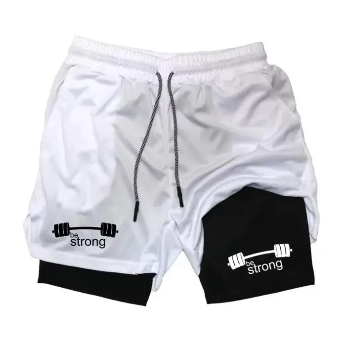 Shorts de course à compression pour hommes 2-en-1