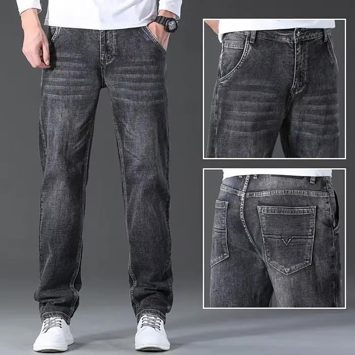 2025 jean coupe régulière Style classique printemps été nouveaux hommes bleu clair Stretch Denim tissu pantalon homme marque