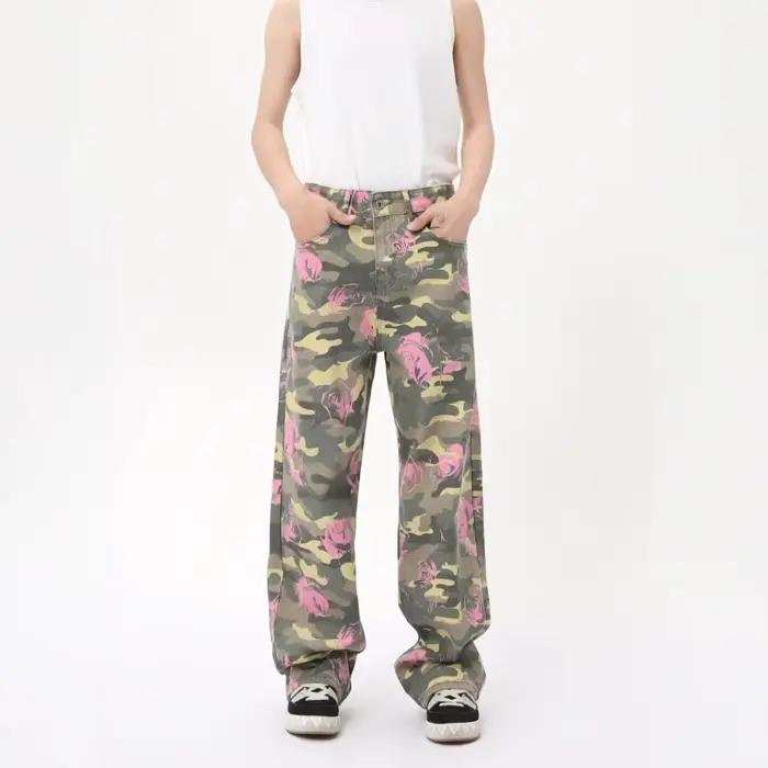 Jean camouflage streetwear américain pour femme
