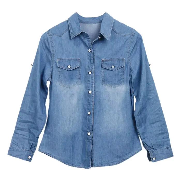 Chemise en jean à manches longues pour femmes