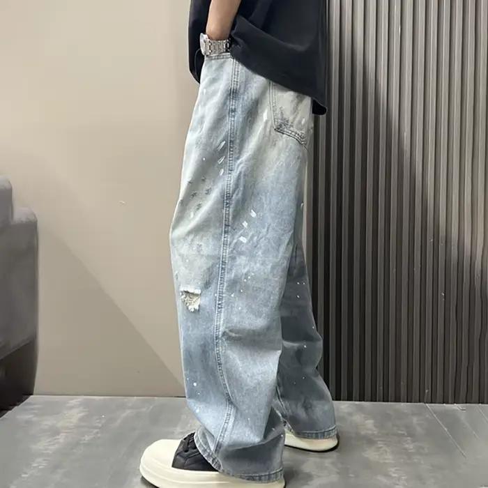Jeans déchirés décontractés pour hommes coréens