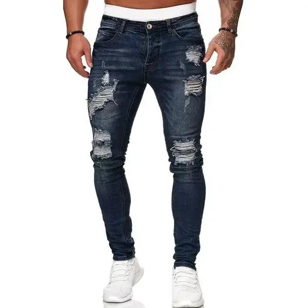 Nouveau Jean Homme Printemps-Eté 2026 Coupe Slim Déchirée Polyvalente Tendance Hommes Occasions Spéciales