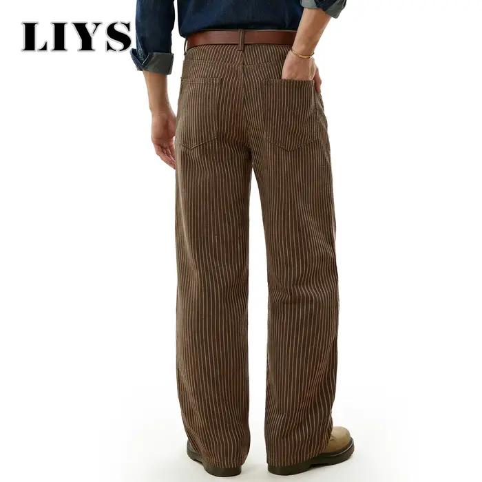 LIYS Jeans à rayures verticales jacquard style japonais et coréen