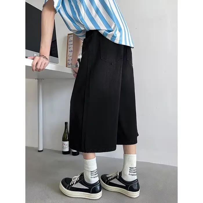 Coupe ample jean court élastique cordon taille Stretch Denim tenue décontracté confort hommes Baggy Denin pantalon