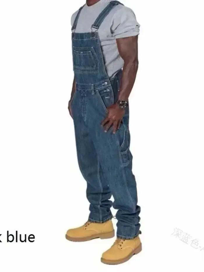 Salopette en jean homme ample pantalon cargo décontracté style punk biker automne et hiver occasions spéciales
