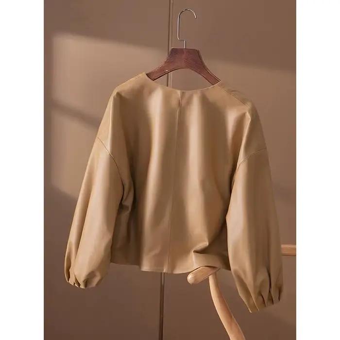 Blouson en cuir PU Femme, de haute qualité, court et Simple, printemps-automne