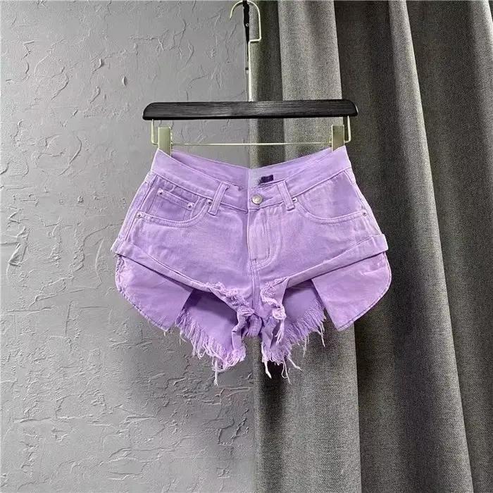Nouveaux shorts en jean vert taille basse pour femmes