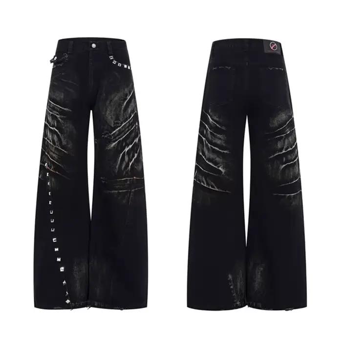 Jeans Baggy Retro Noir Avec Rivets Style Y2K Streetwear Hommes Occasions De Tous Les Jours